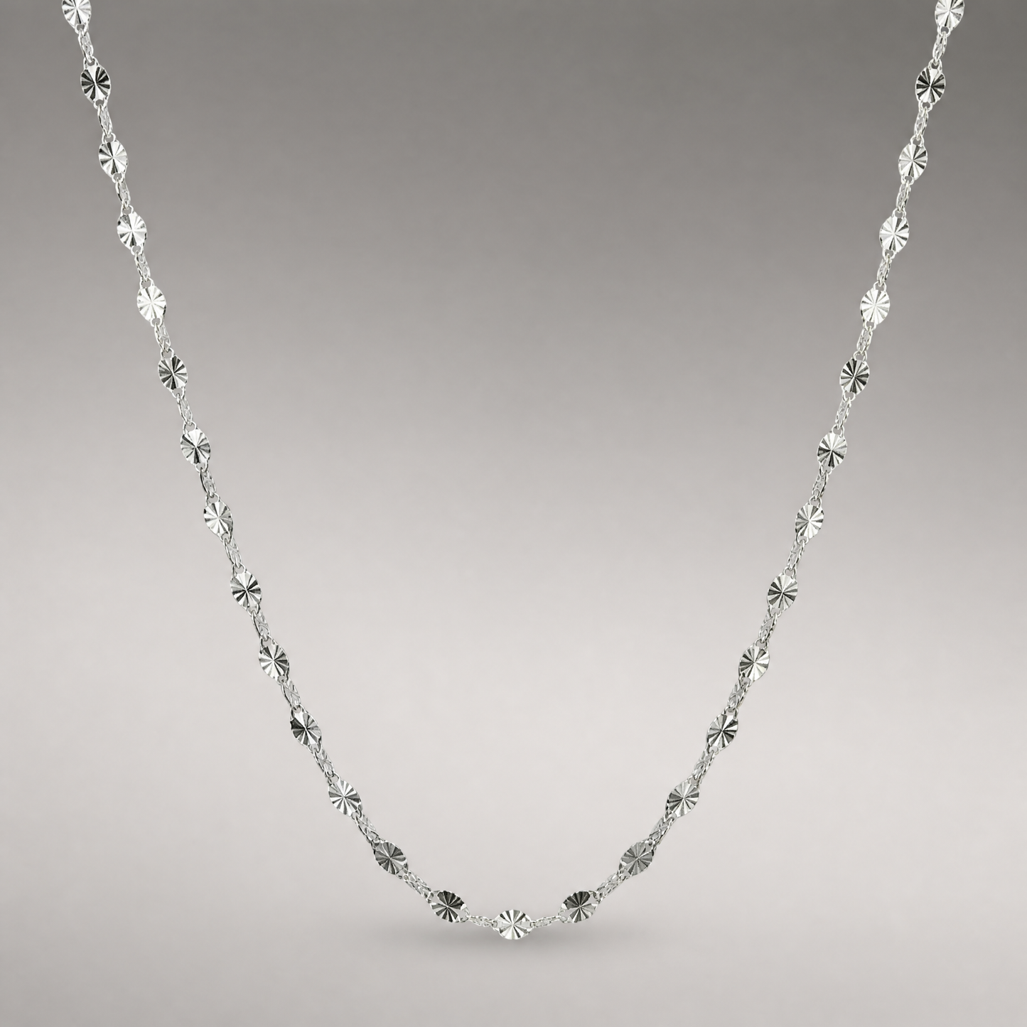 Sequin Chain Necklace White Gold
