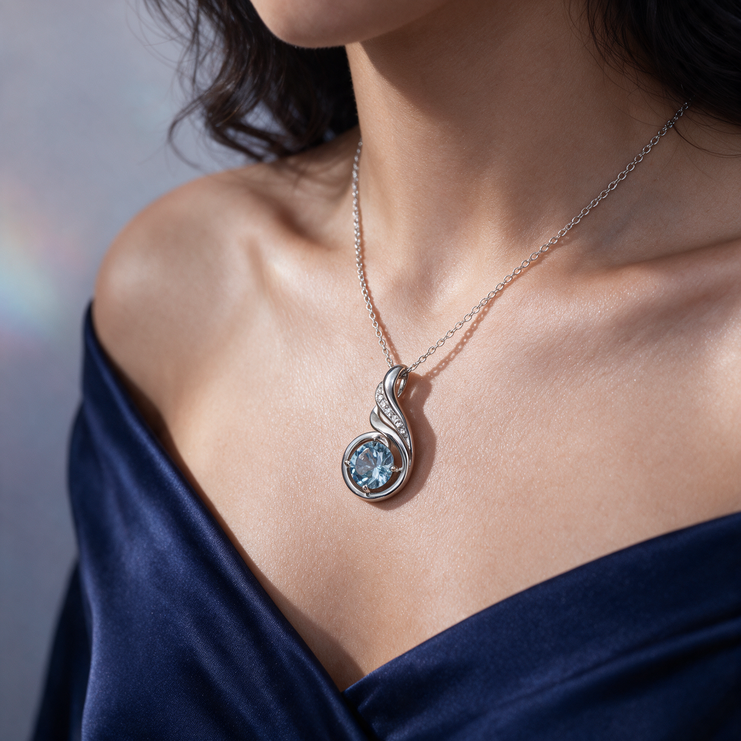Aquamarine Swirl Pendant
