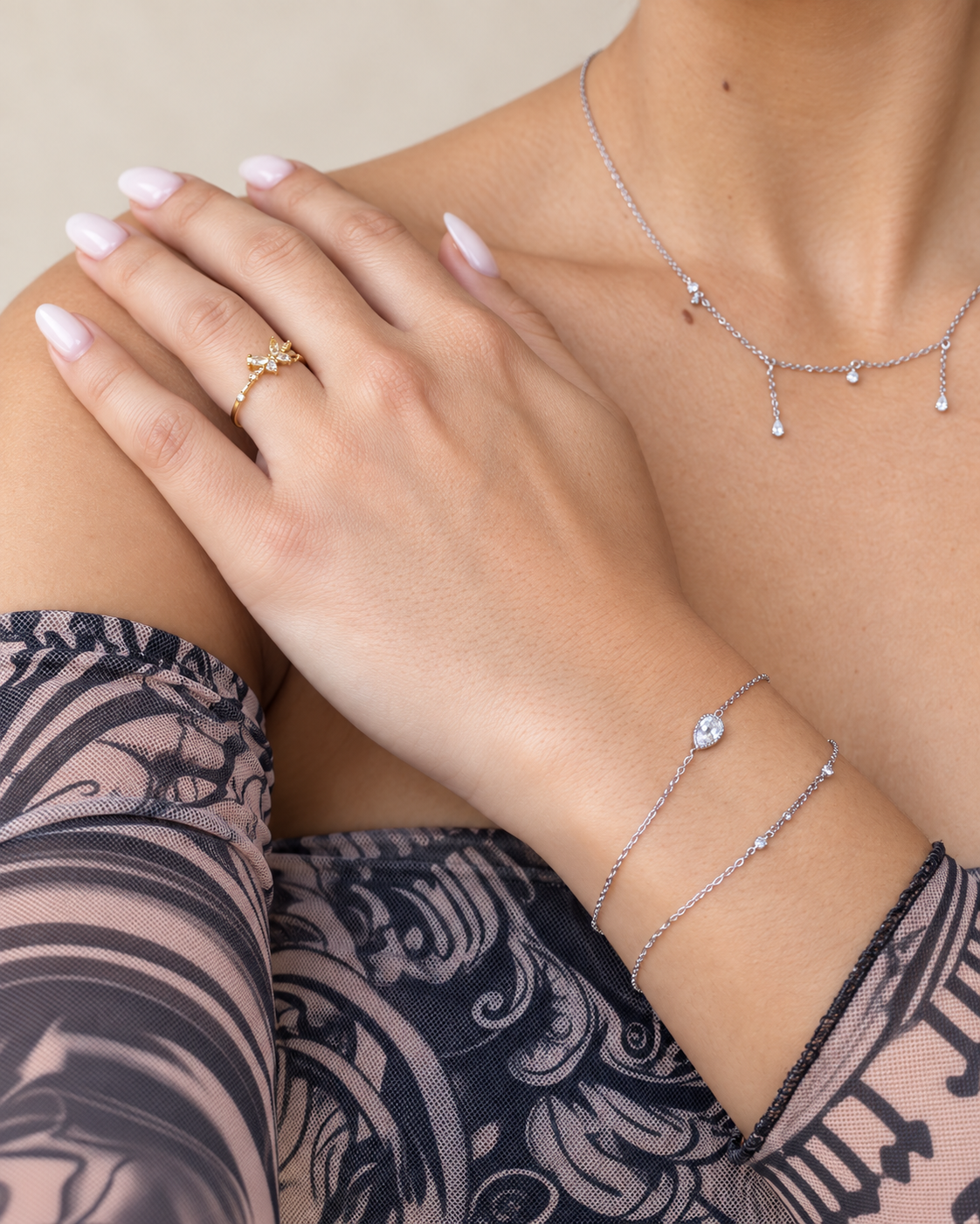 Crystal Drop Station Necklace