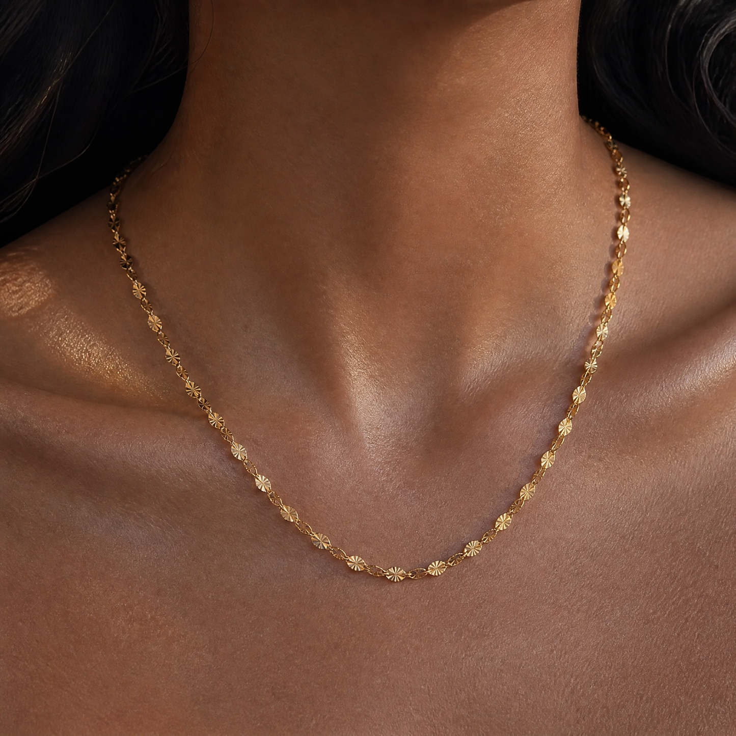 Sequin Chain Necklace Gold