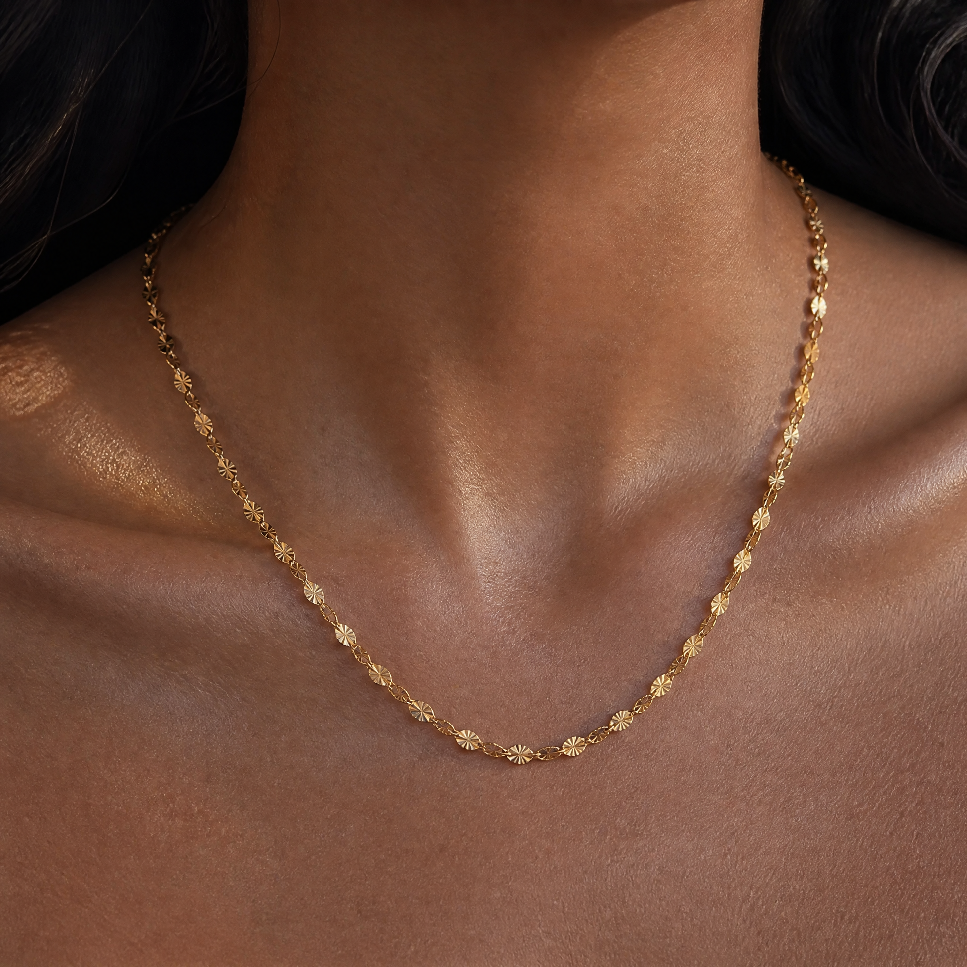 Sequin Chain Necklace Gold