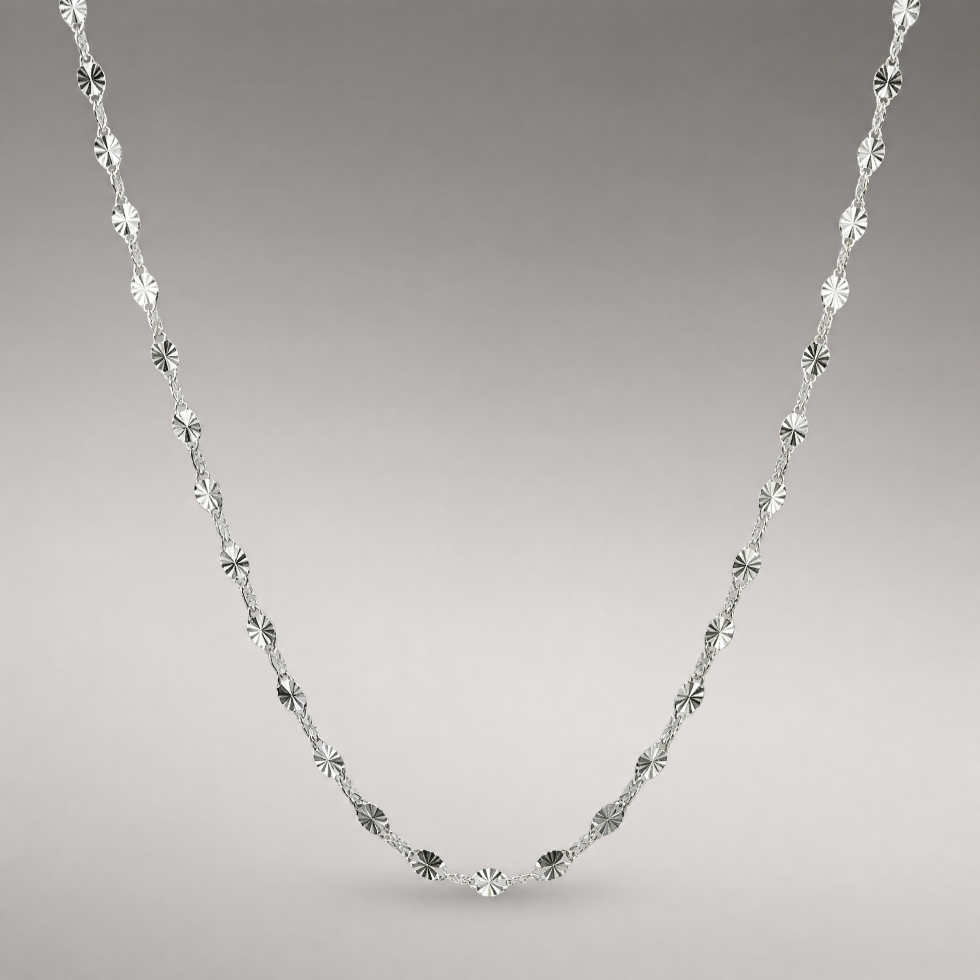 Sequin Chain Necklace White Gold