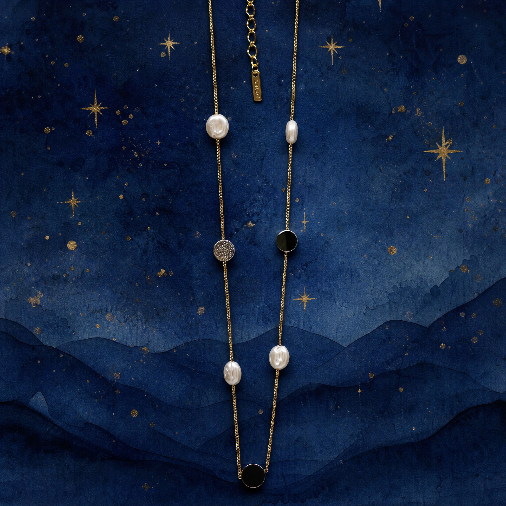 Pearl & Disc Station Necklace