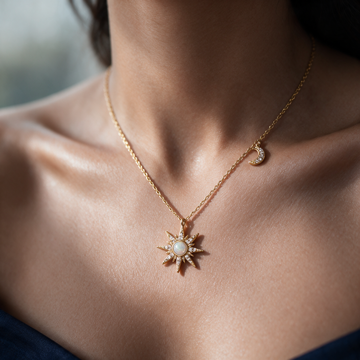 Sun & Moon Opal Necklace